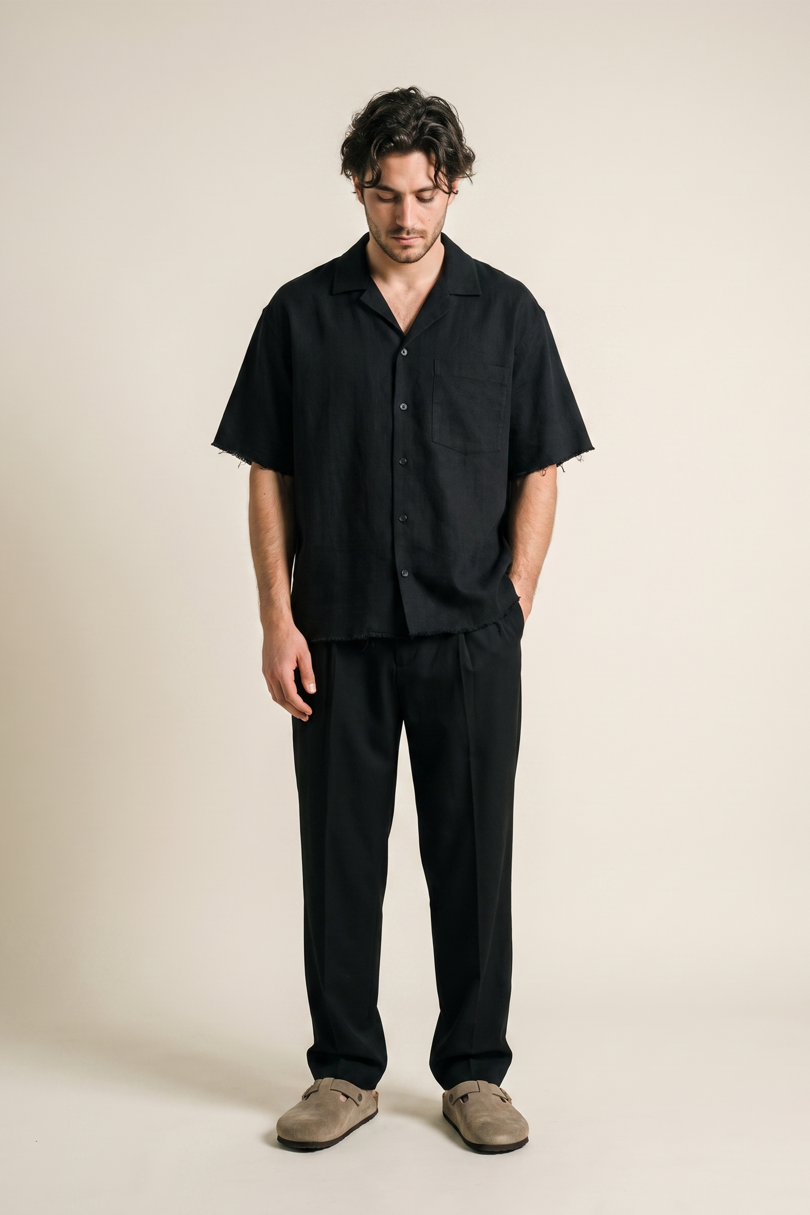 Black Camp Collar Shirt
