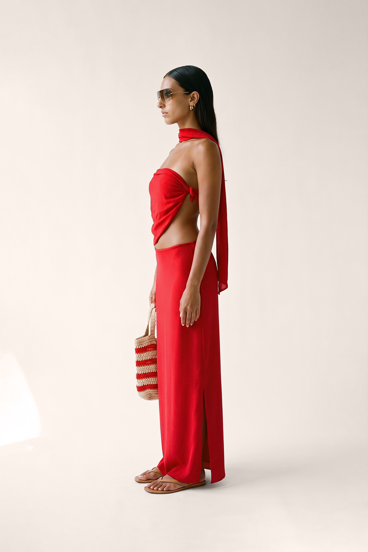 Asymmetric Tie up Top - red - CORSO 98055